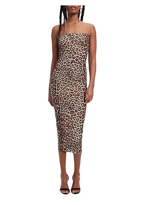 Cheetah Ruched Midi Dress