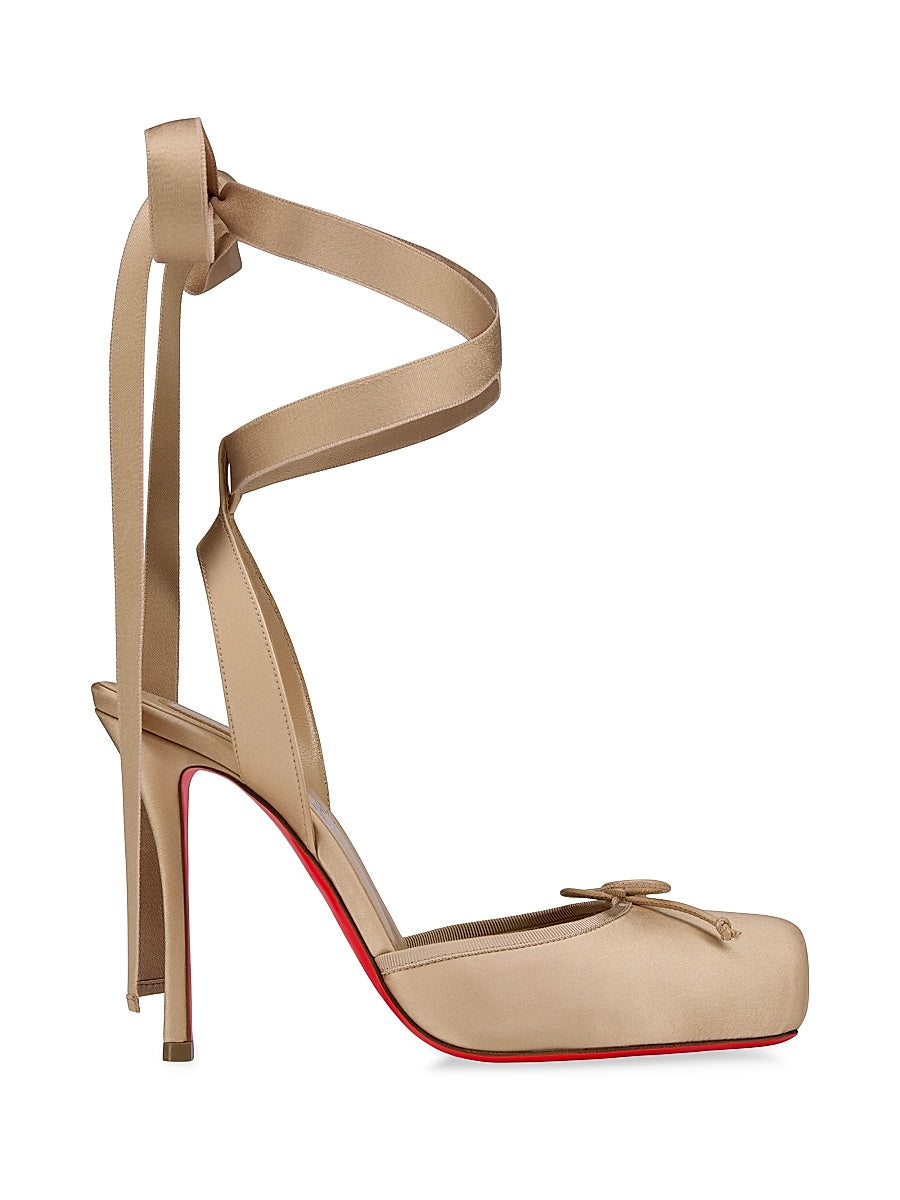 Cassia Lace Up 100MM Satin Pumps
