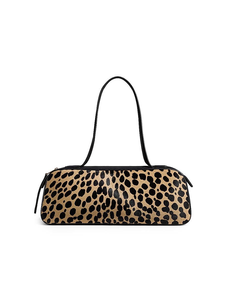 Simona Leopard-Print Calf Hair Shoulder Bag