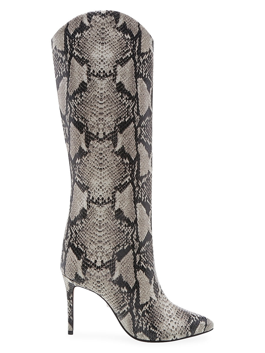 Maryana Knee-High Snakeskin-Embossed Leather Boots