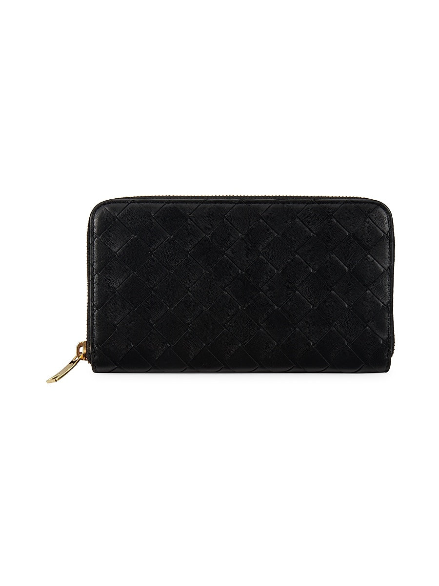 Intrecciato Leather Zip-Around Wallet