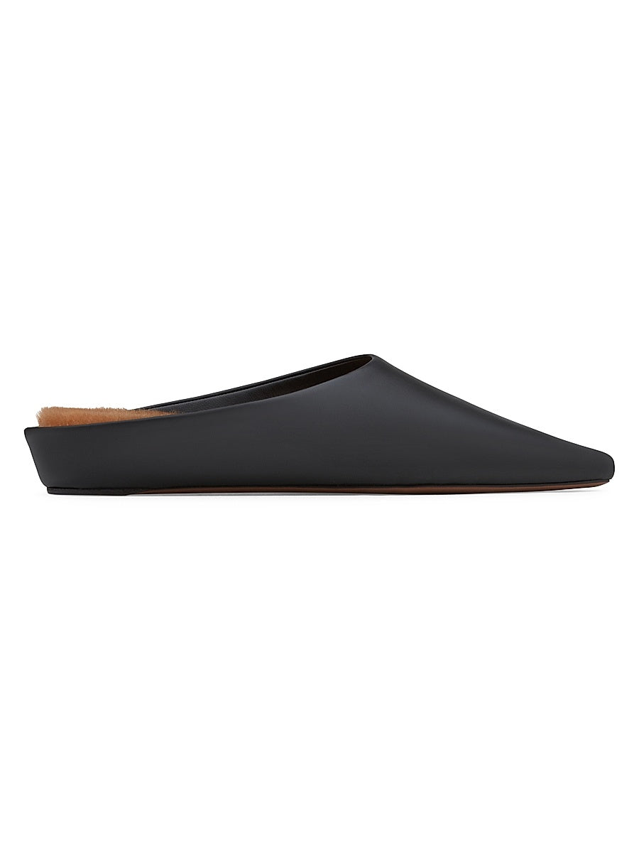 Alba Shearling-Lined Leather Mules