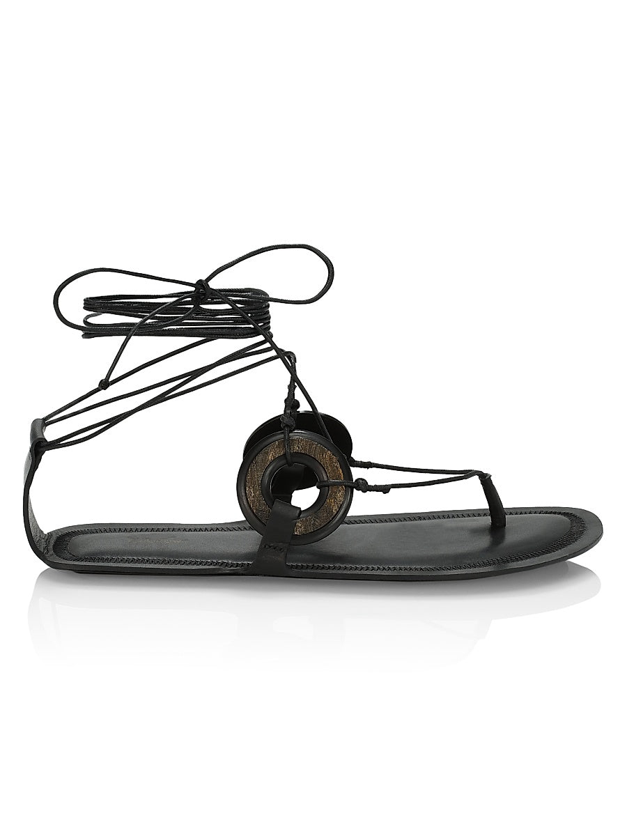 Ring Horn Ankle-Wrap Sandals