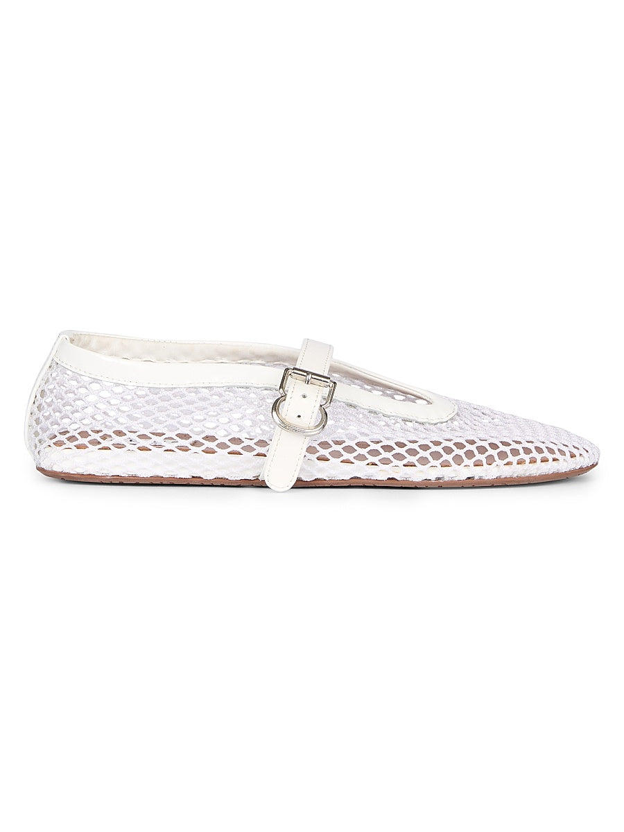 Ballerina Strap Fishnet Flats