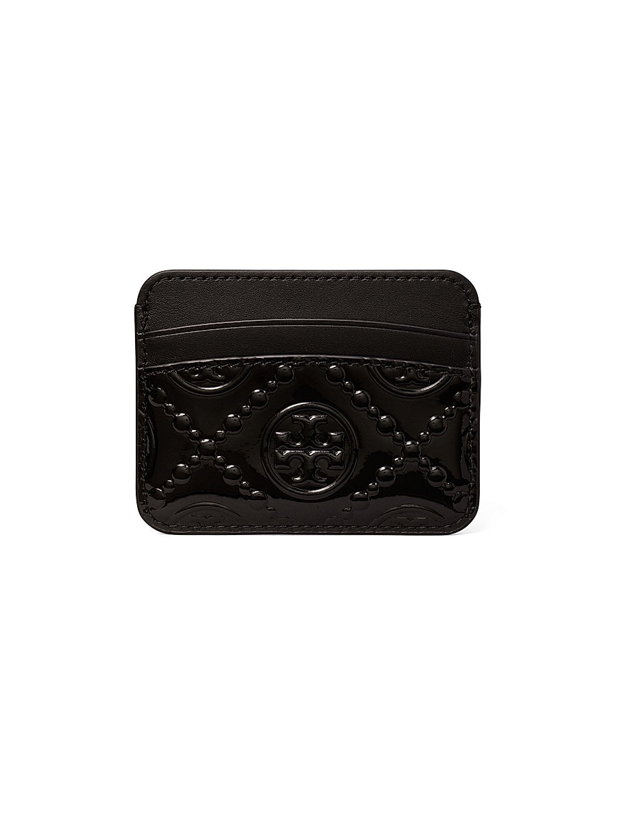 T Monogram Embossed Patent Leather Card Case