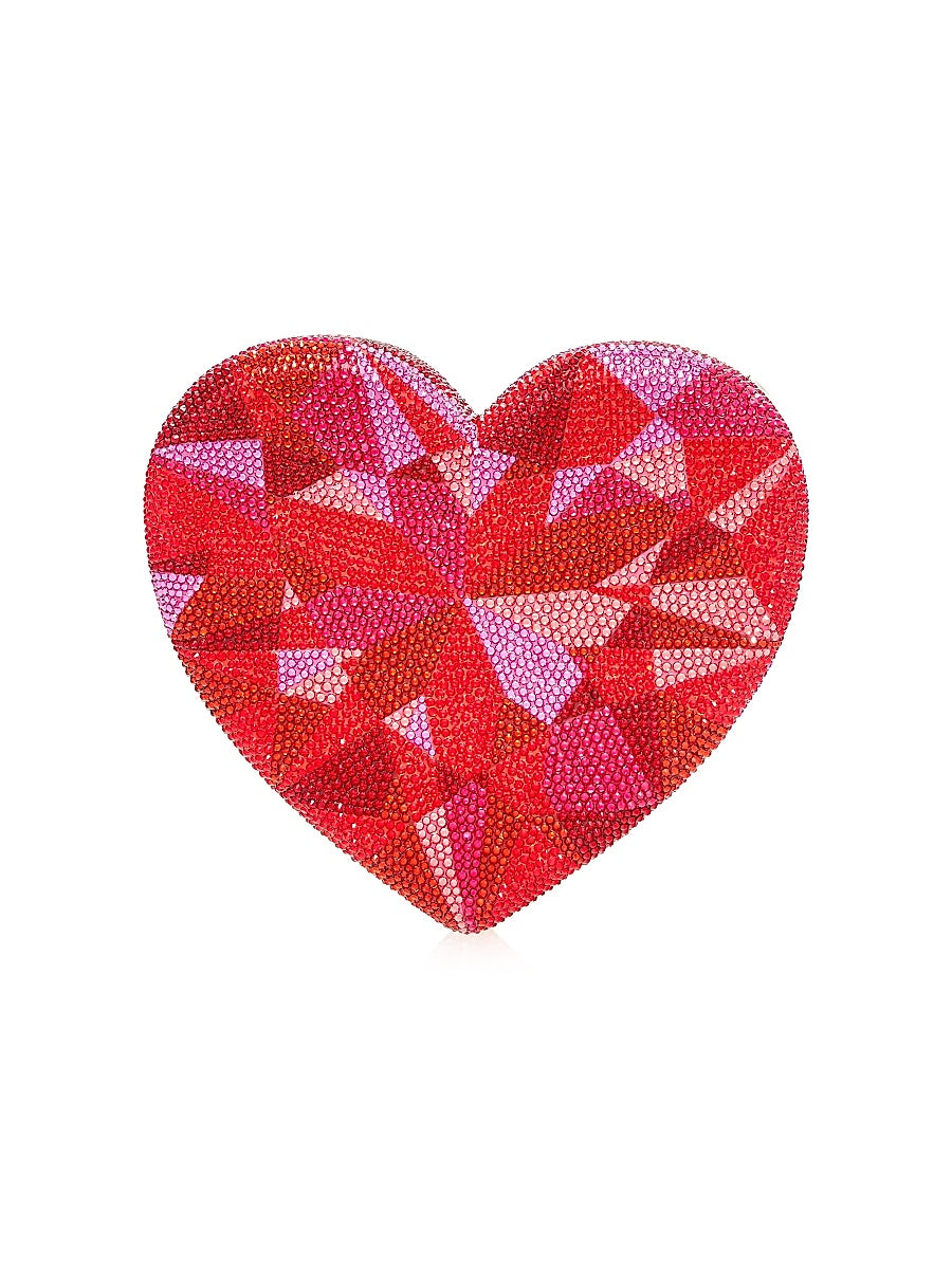 Ruby Crystal-Embellished Heart-Shaped Clutch
