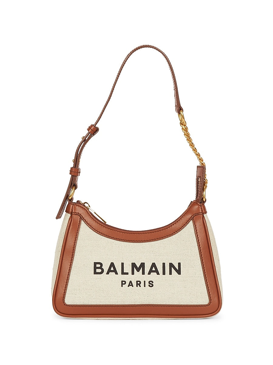 B-Army Leather-Trimmed Canvas Shoulder Bag