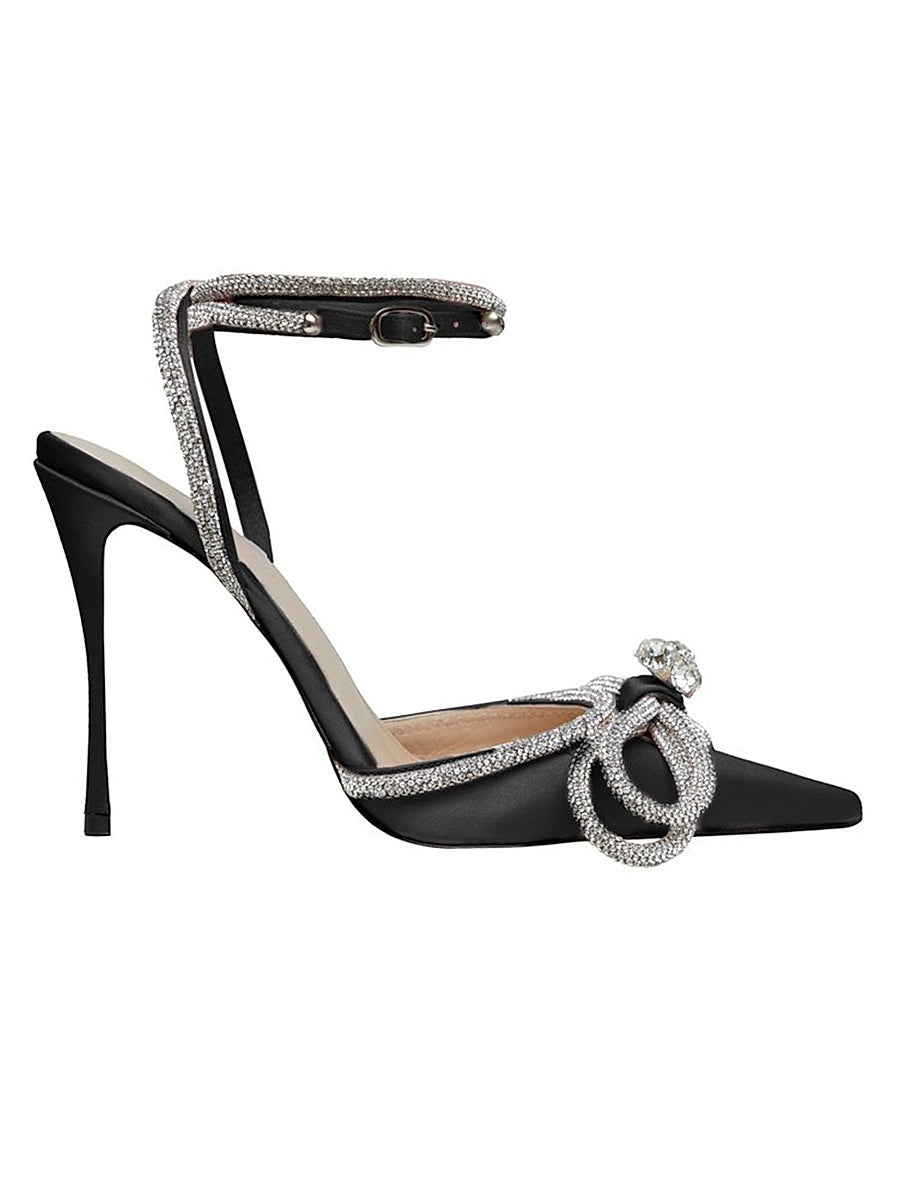 Double Bow 110MM Silk Satin Pumps