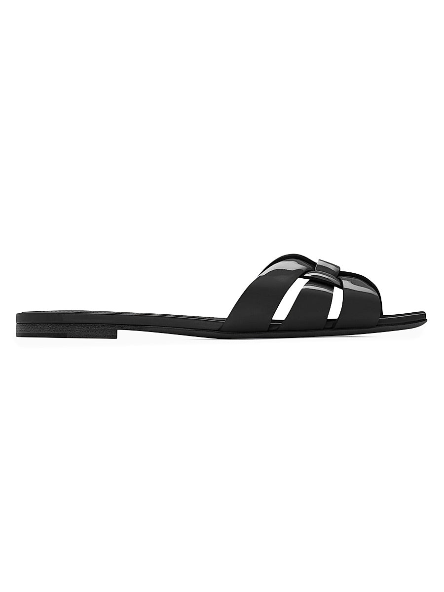 Tribute Flat Mules in Patent Leather