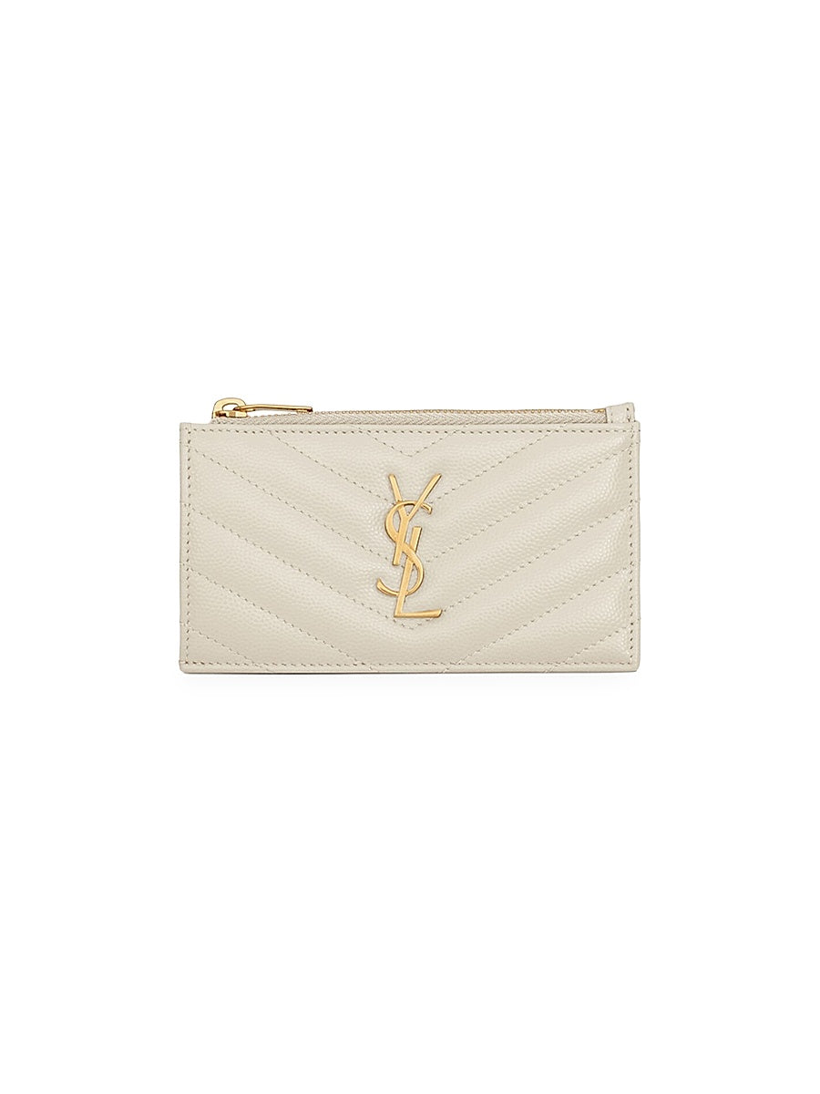 Cassandre Matelassé Zipped Card Case in Leather
