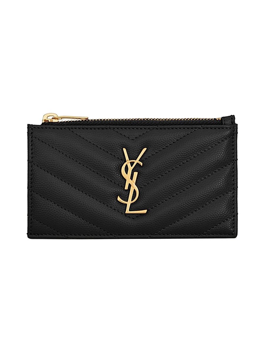 Cassandre Matelassé Zipped Card Case in Leather