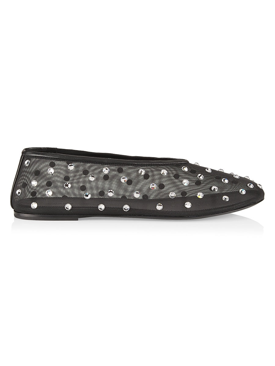 Marcy Crystal-Embellished Mesh Flats