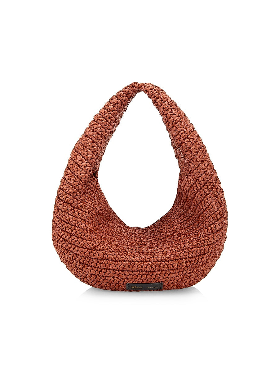 Medium Olivia Raffia Hobo Bag