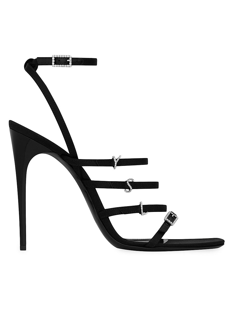 Jerry Sandals in Crepe Satin and Rhinestones
