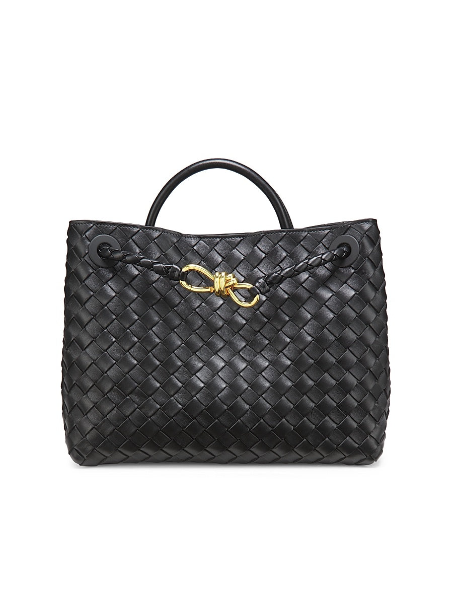 Medium Andiamo Intrecciato Leather Top-Handle Bag