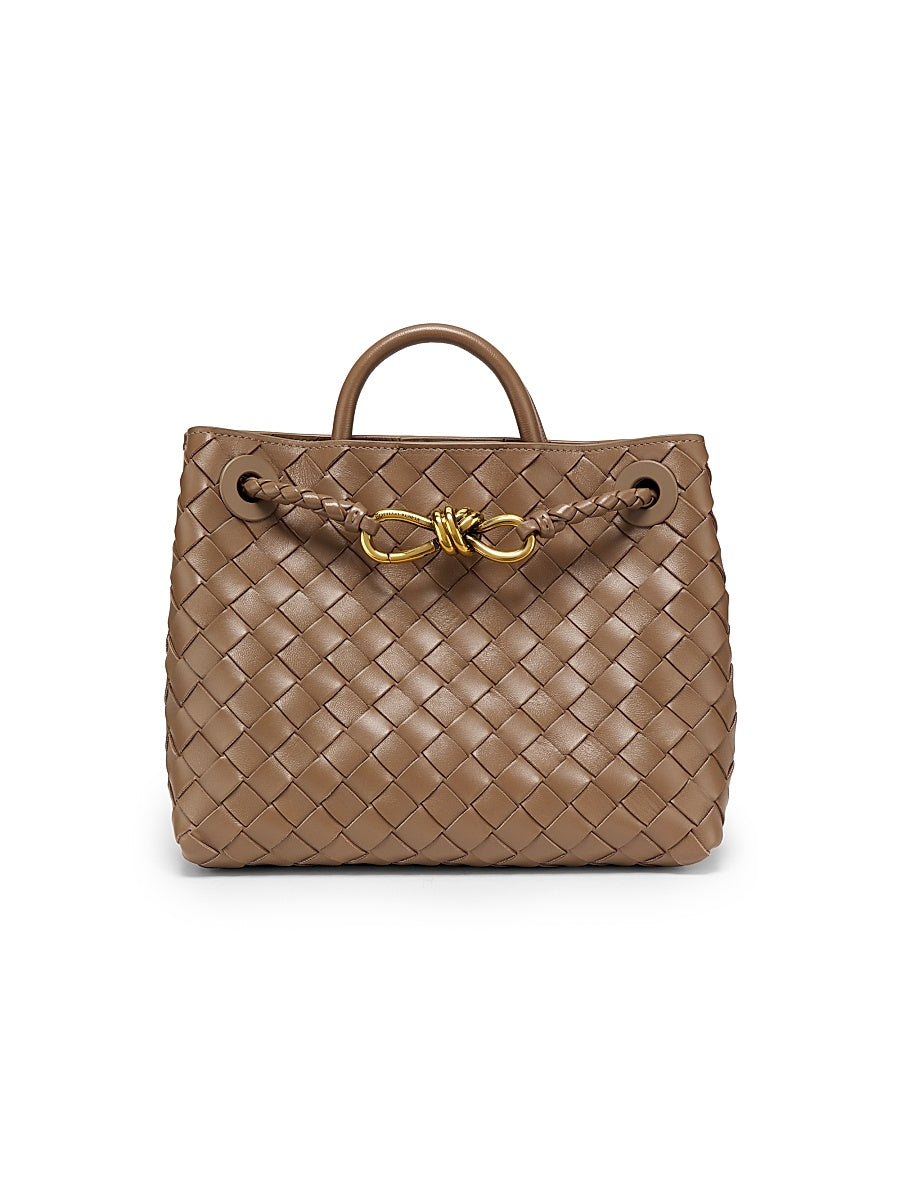 Small Andiamo Intrecciato Leather Top-Handle Bag