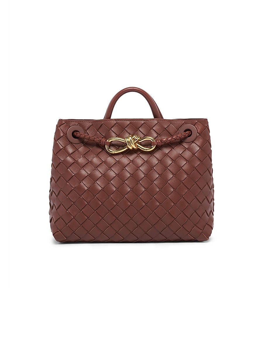 Small Andiamo Intrecciato Leather Top-Handle Bag