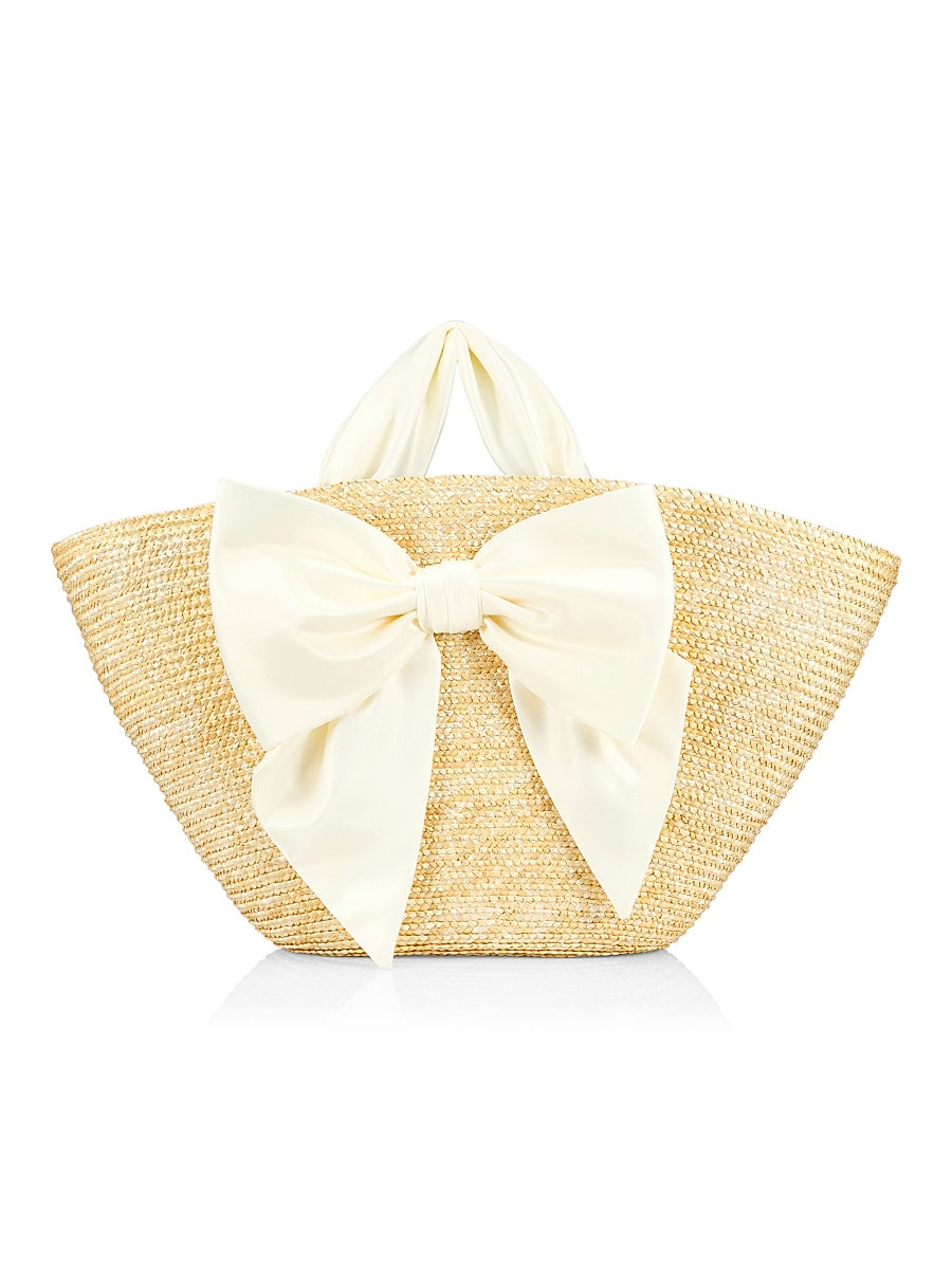 Carlotta Straw Bow Tote Bag