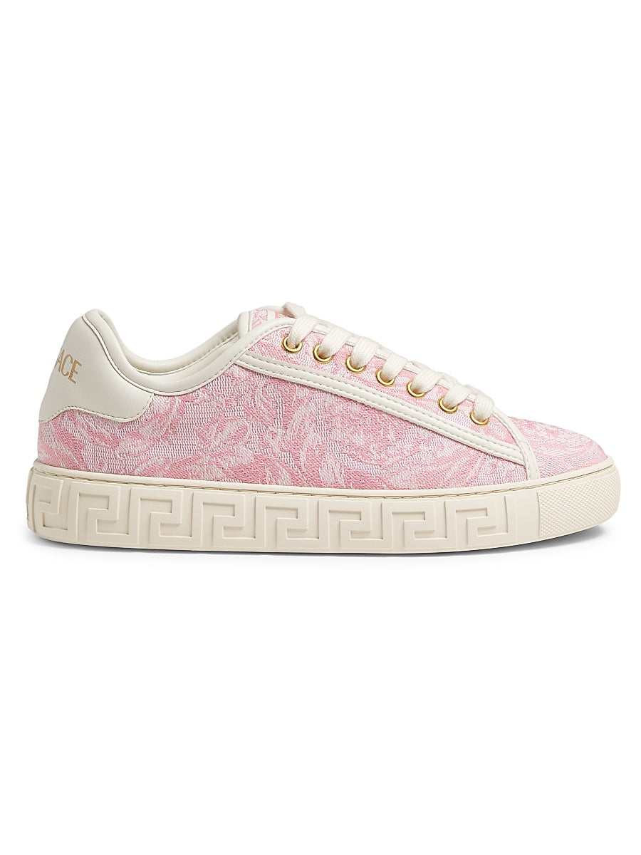 Jacquard Leather-Trimmed Sneakers