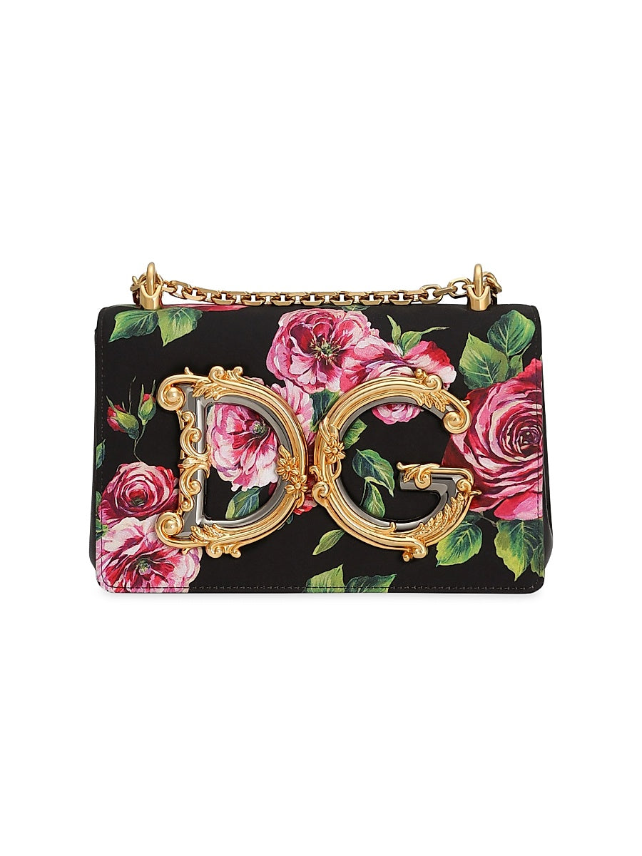 DG Girls Floral Satin Shoulder Bag