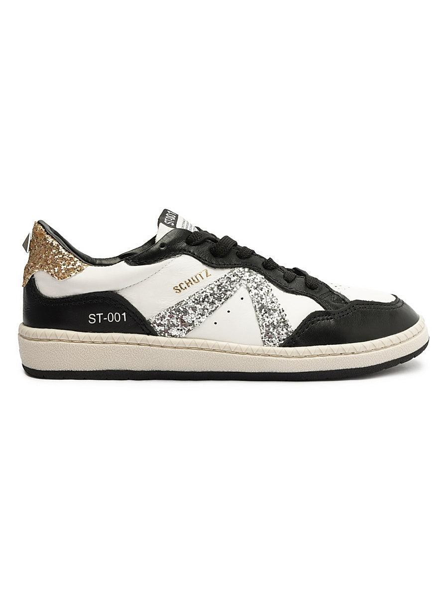 St-001 Glitter Leather Low-Top Sneakers
