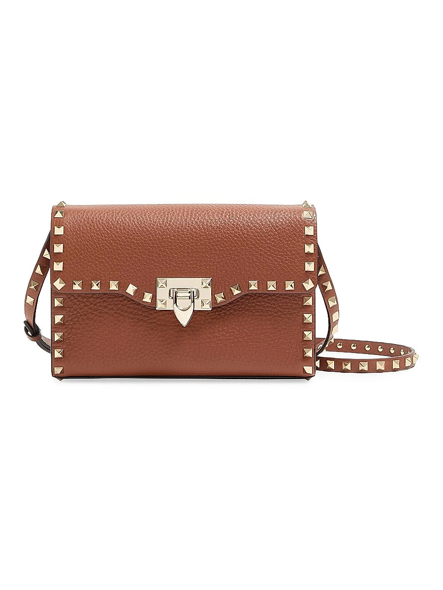 Small Rockstud Grainy Calfskin Crossbody Bag