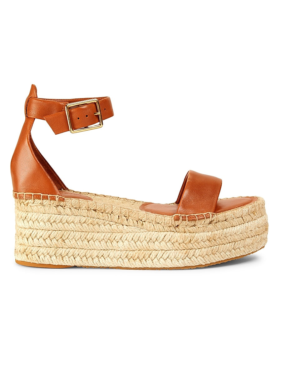 Deluxe Leather Platform Espadrille Sandals
