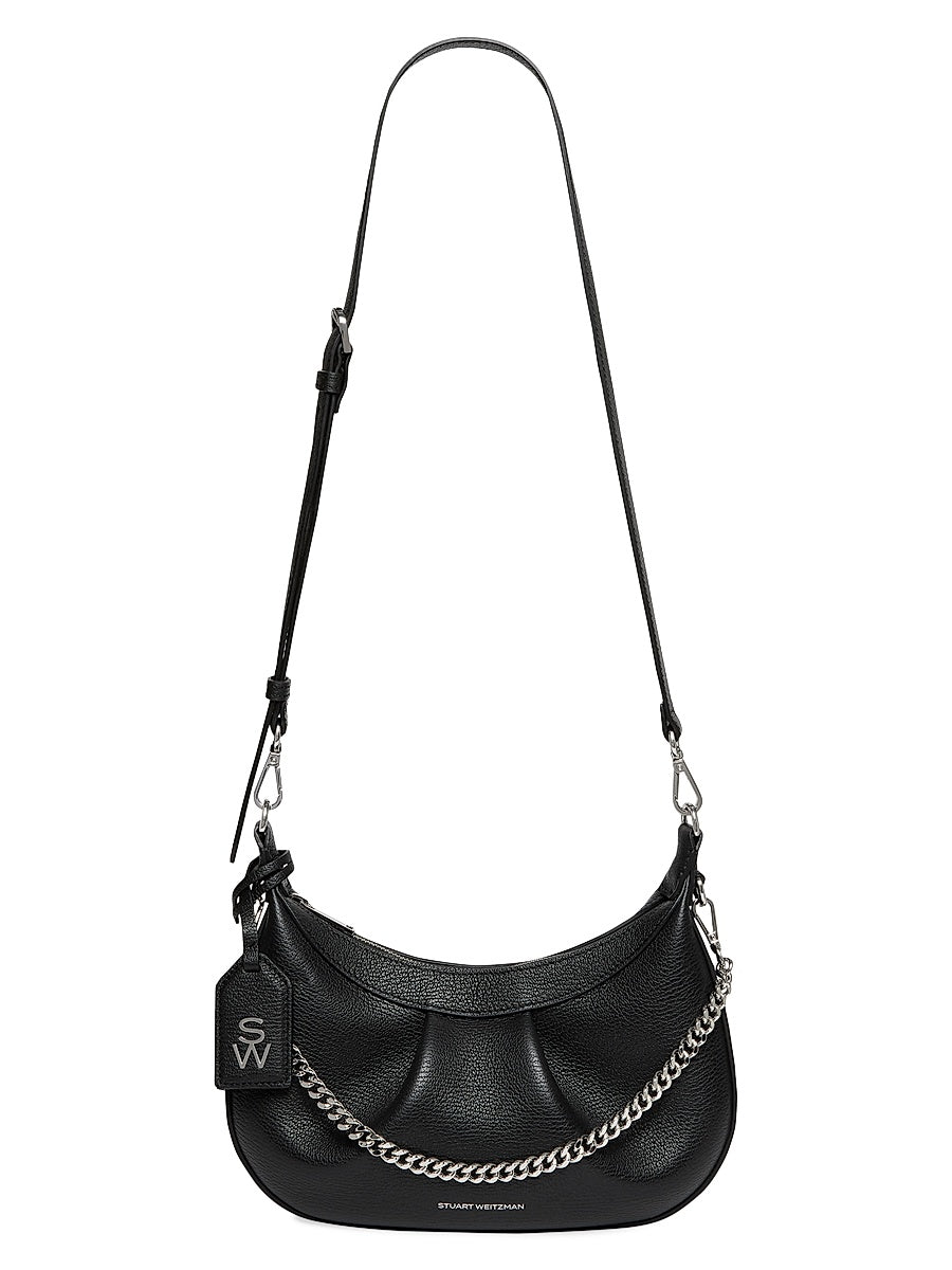 Stellar Crescent Textured Leather Shoulder Bag
