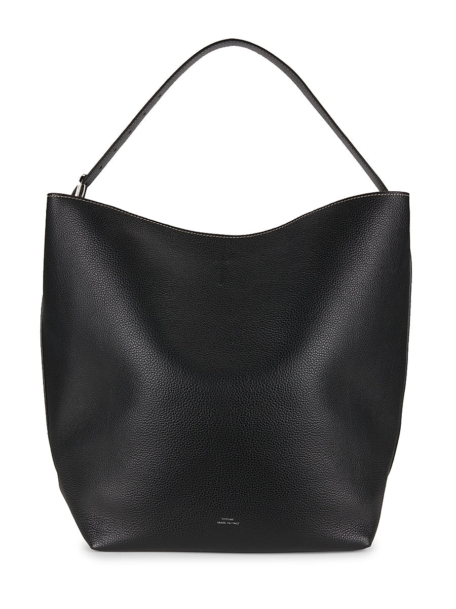 Belted Leather Tote Bag