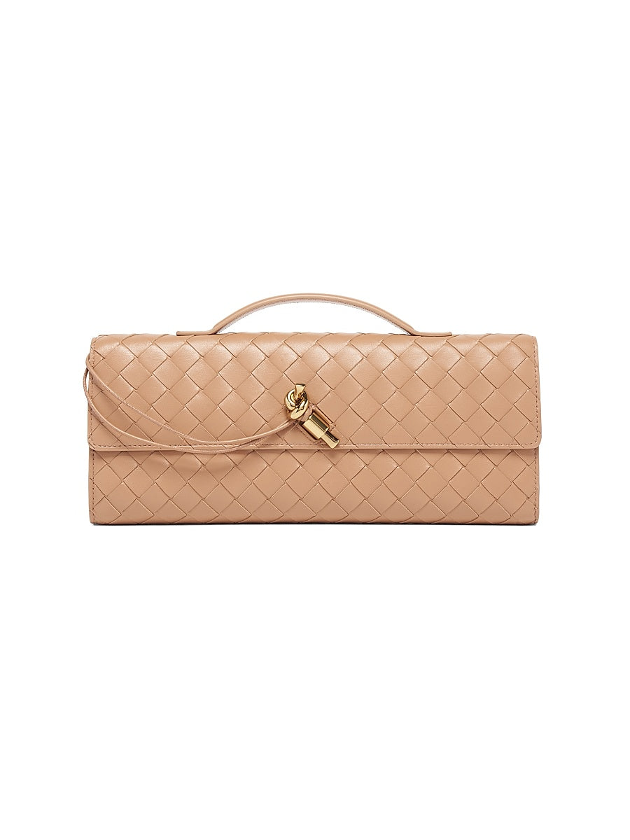 Andiamo Intrecciato Leather Top-Handle Clutch