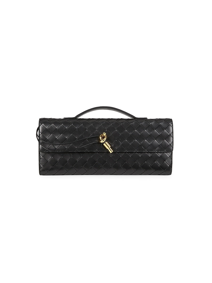 Andiamo Intrecciato Leather Top-Handle Clutch