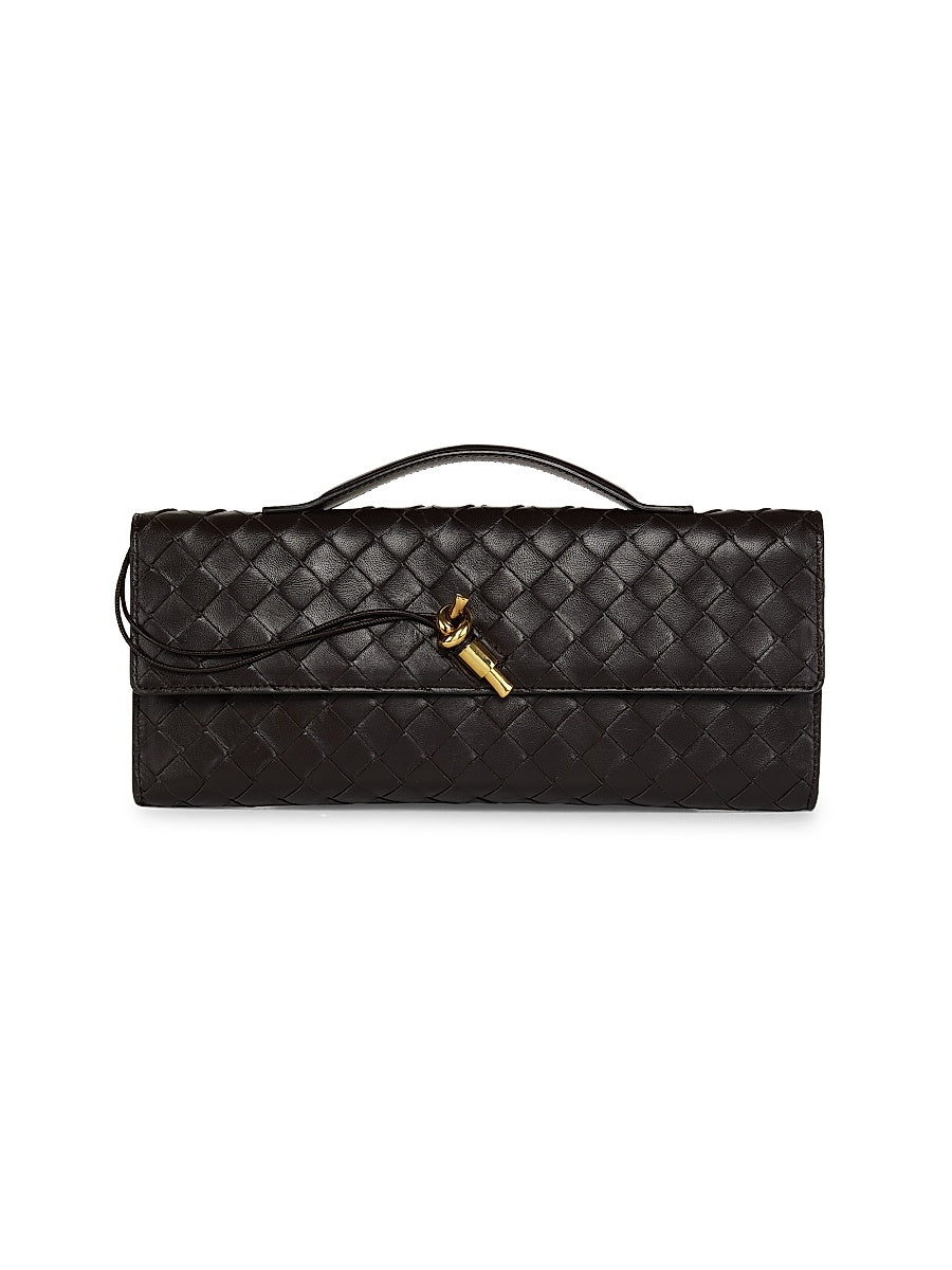 Andiamo Intrecciato Leather Top-Handle Clutch