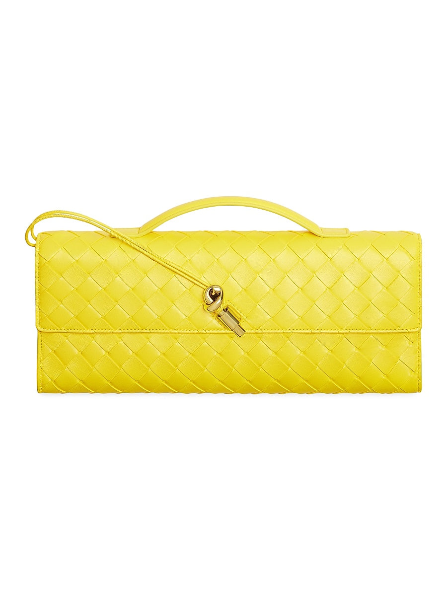 Andiamo Intrecciato Leather Top-Handle Clutch