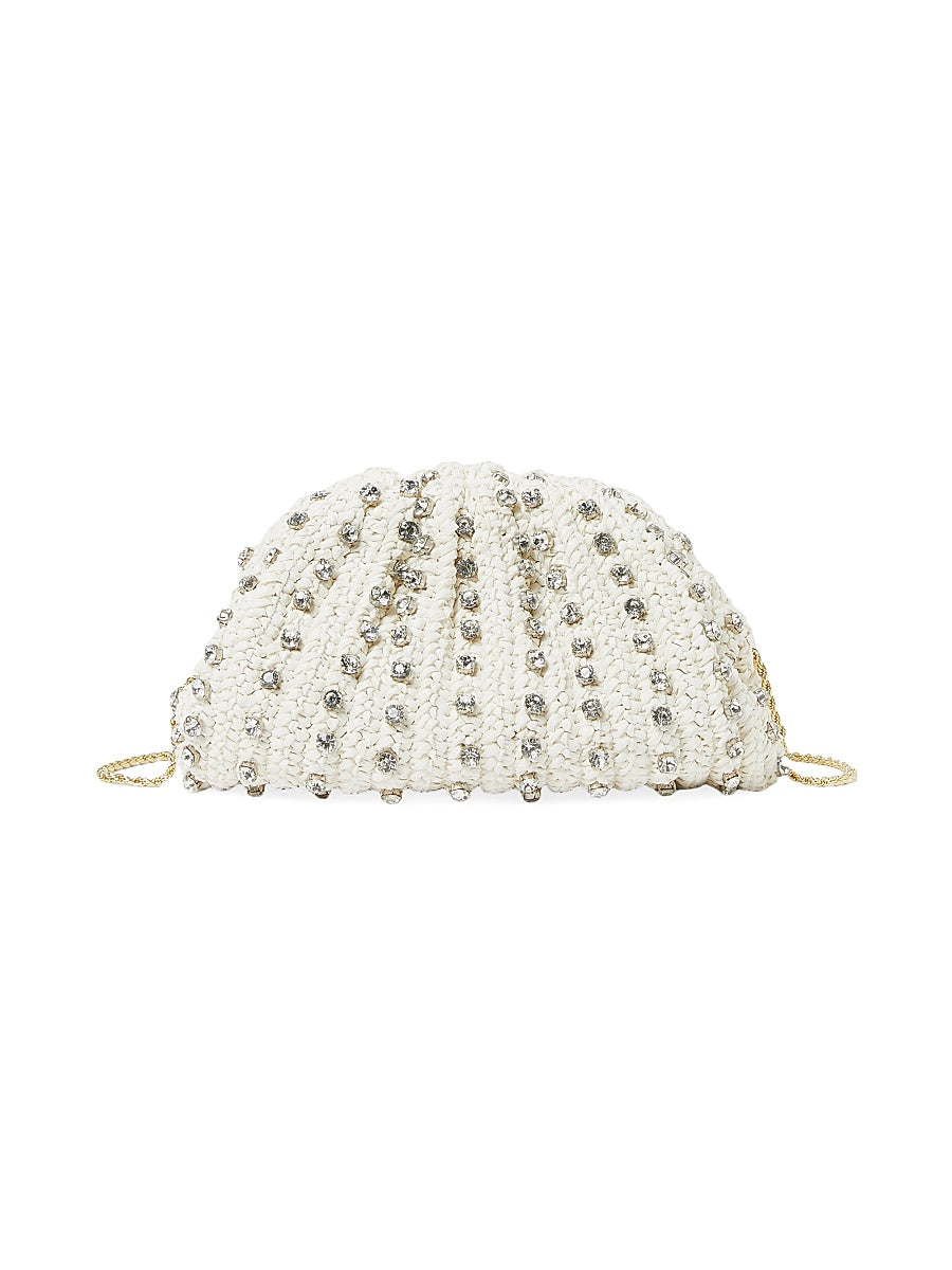 Bailey Crystal-Embellished Raffia Bag