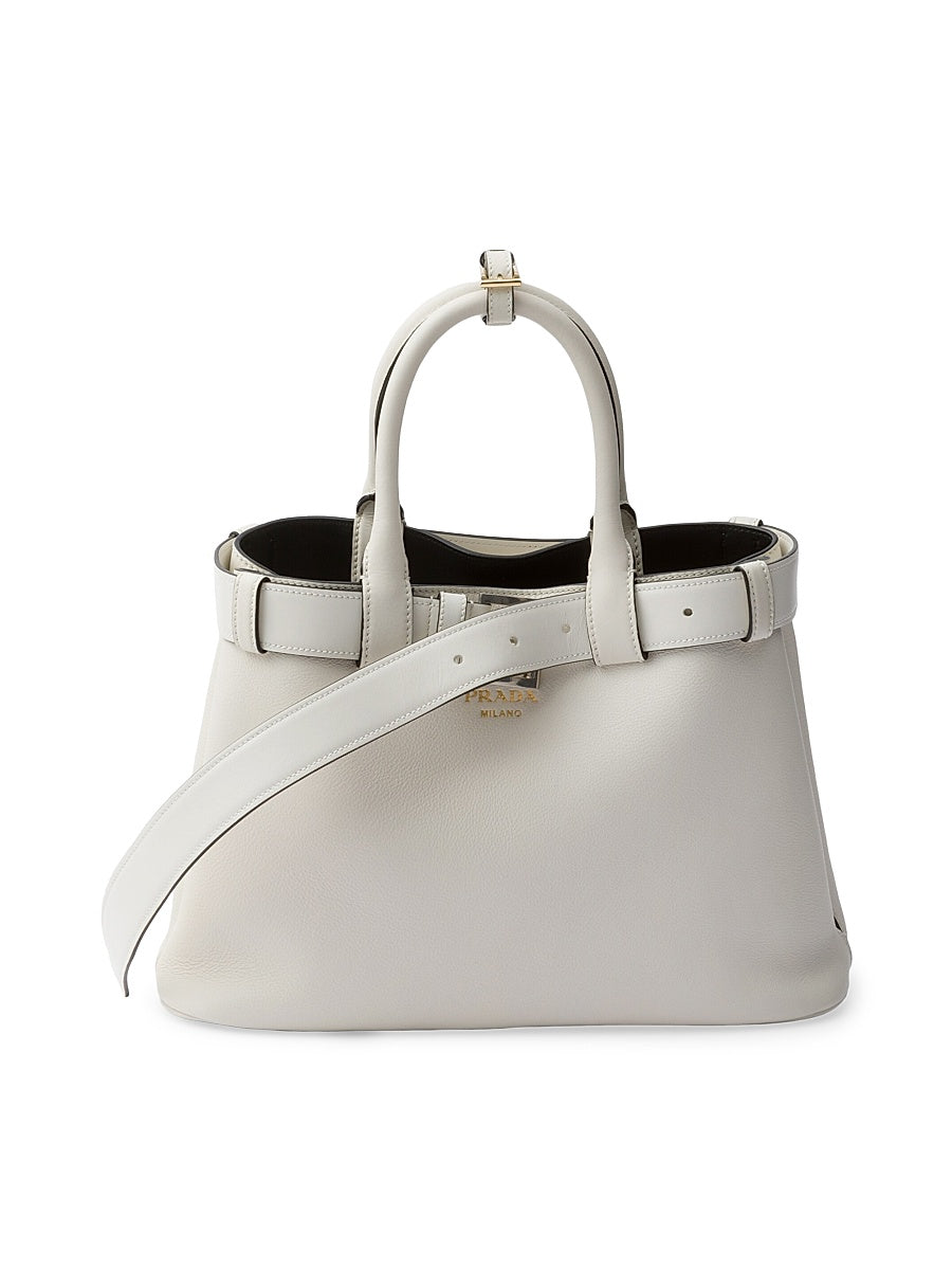 Buckle Medium Leather Handbag with Belt