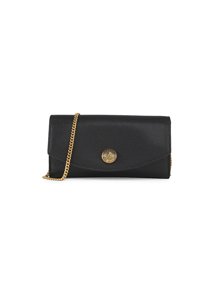 Emblème Grained Leather Clutch