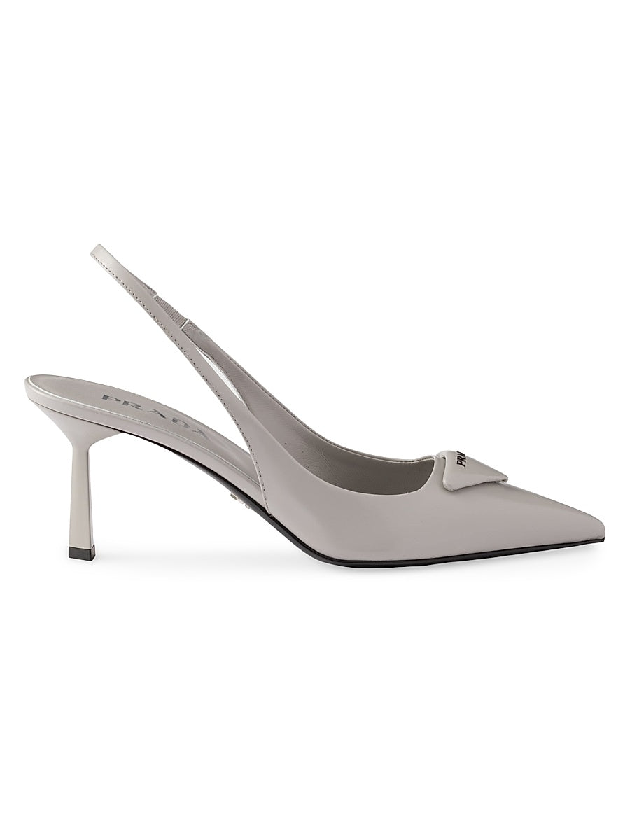 Brushed 75MM Leather Slingback Pumps