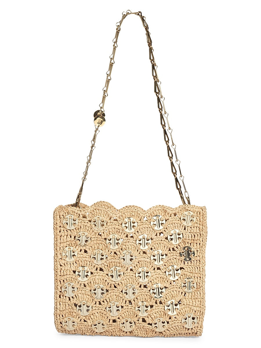 Sunkist 1969 Square Woven Raffia & Chain Mail Shoulder Bag