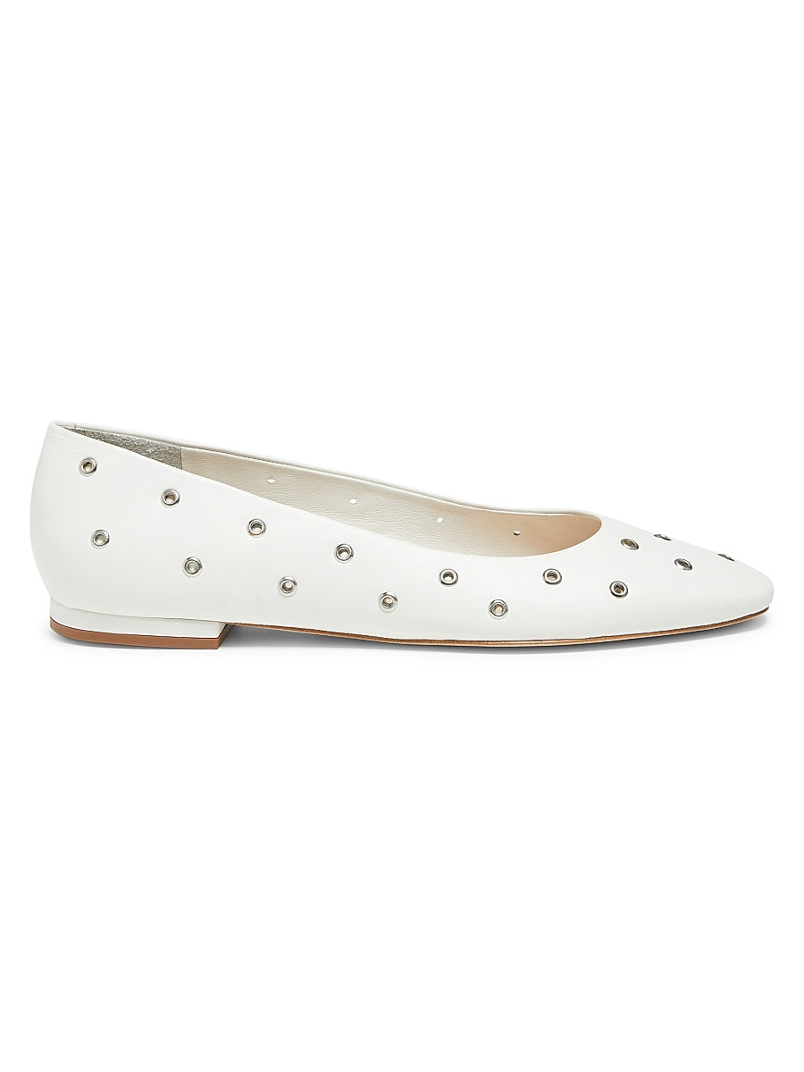 Grommet Leather Ballet Flats