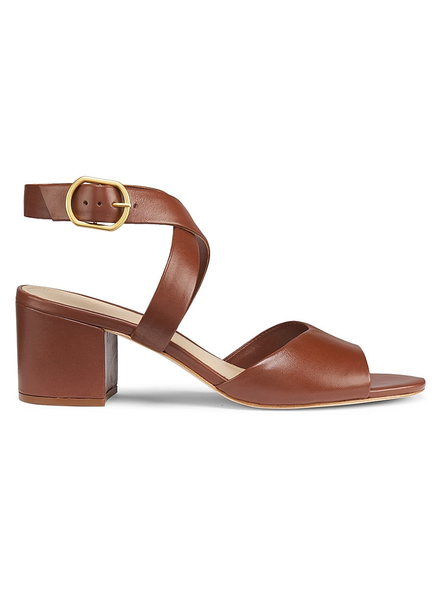 Buckled Leather Block Heel Sandals