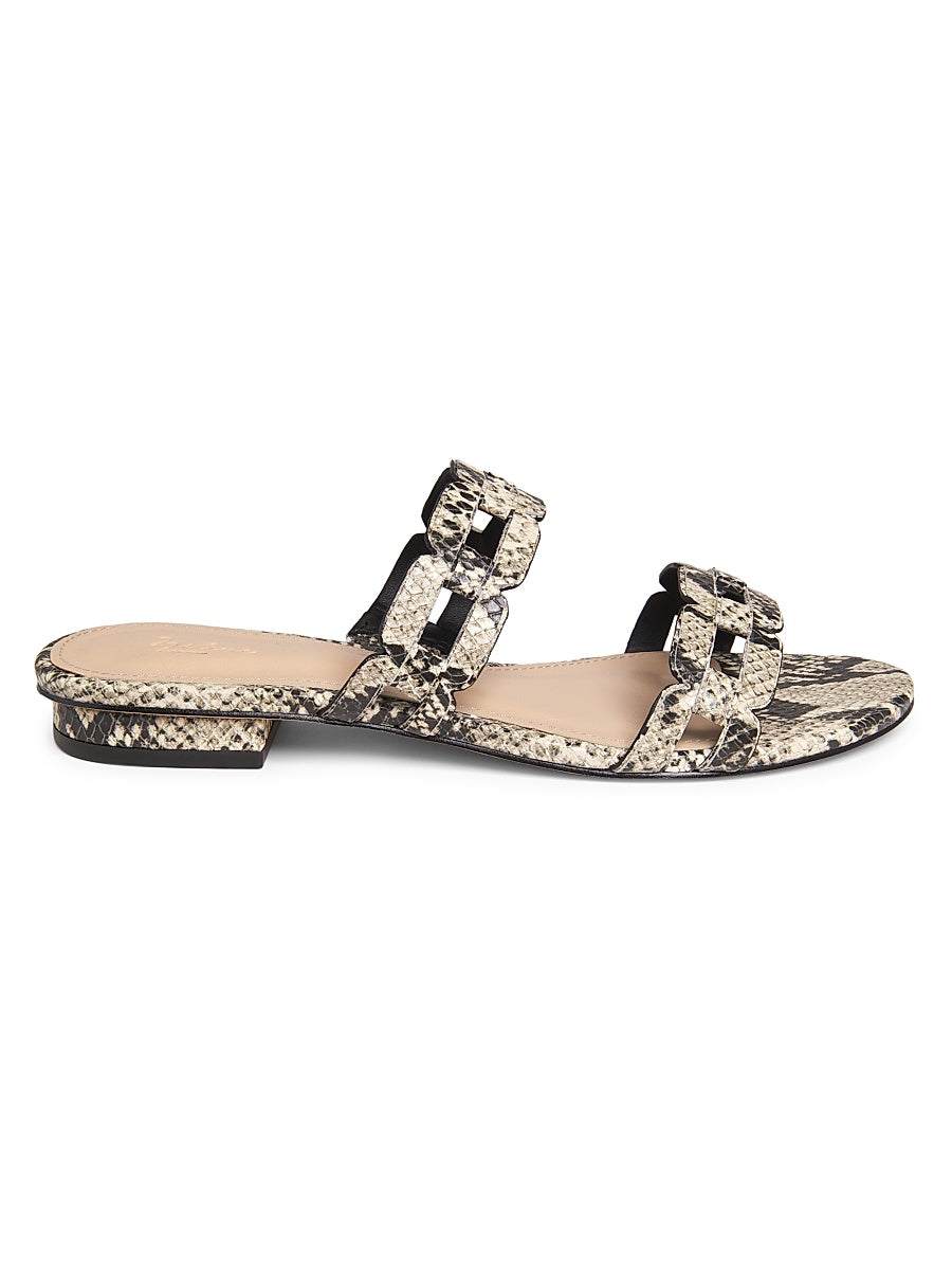 Chain-Link Metallic Leather Sandals