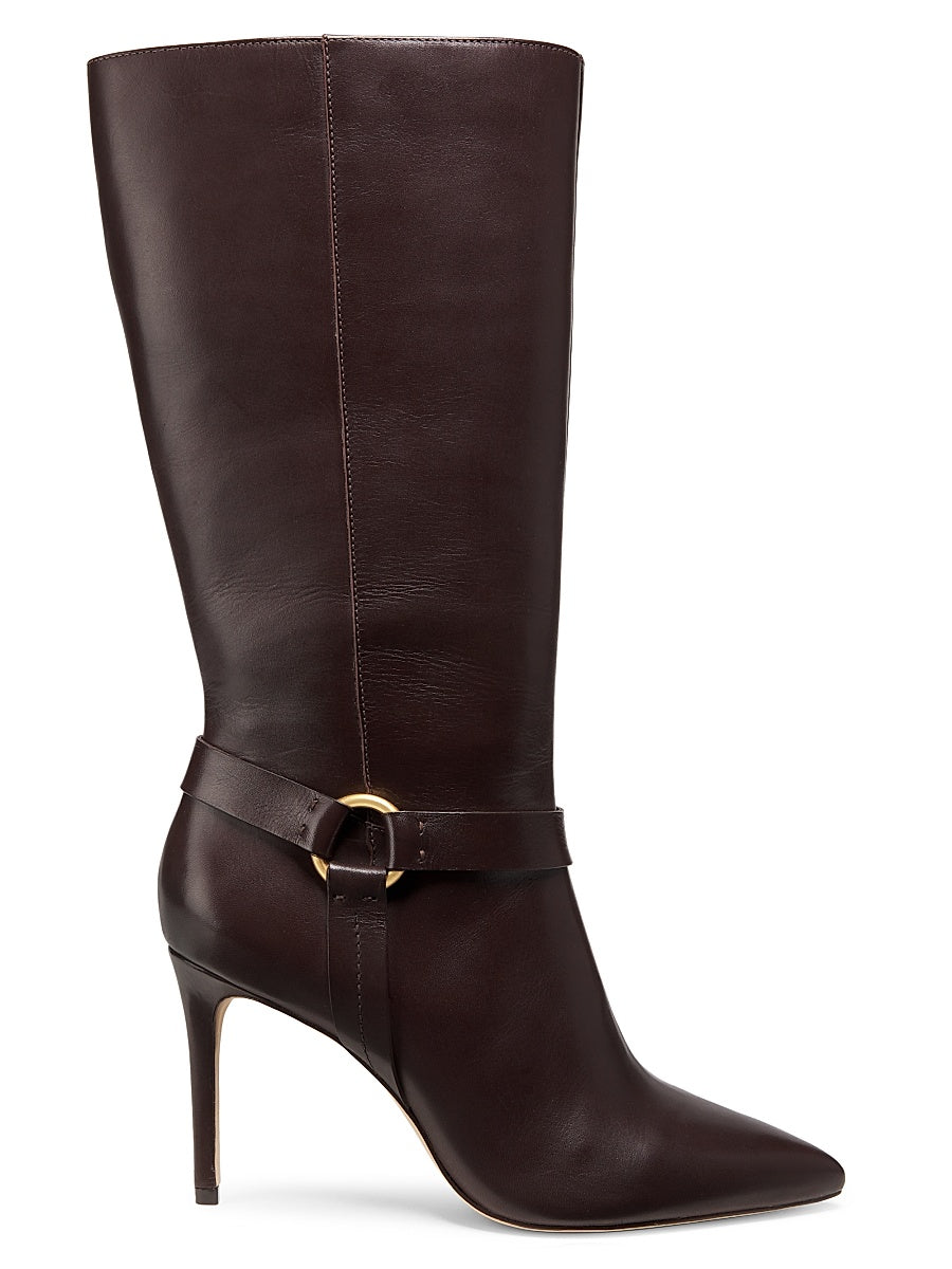 90MM Ring-Detailed Stiletto Leather Boots