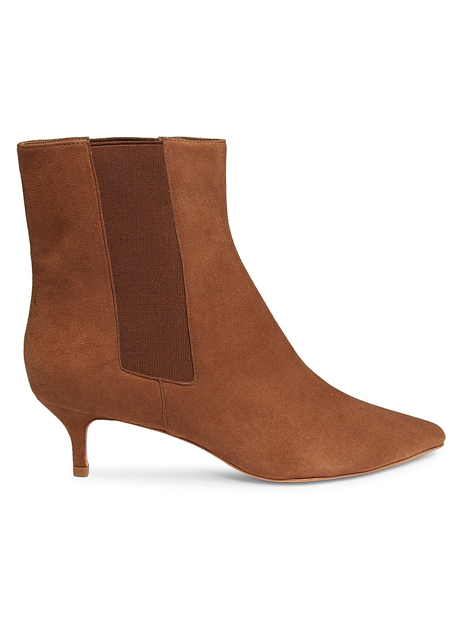 Suede Kitten-Heel Booties