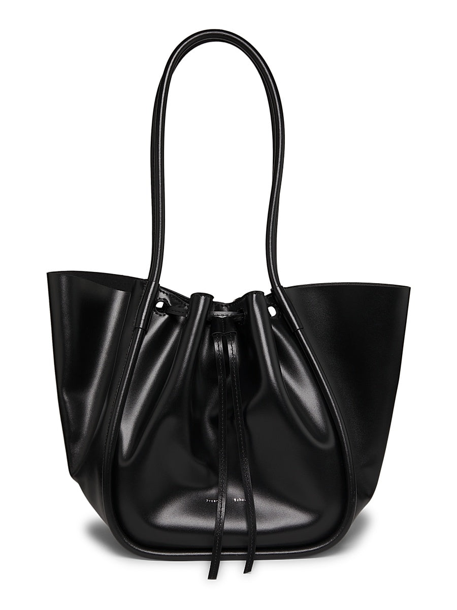 Large Ruched Leather Tote Bag