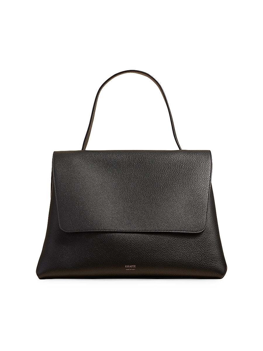 Lia Large Pebbled Leather Top Handle Bag