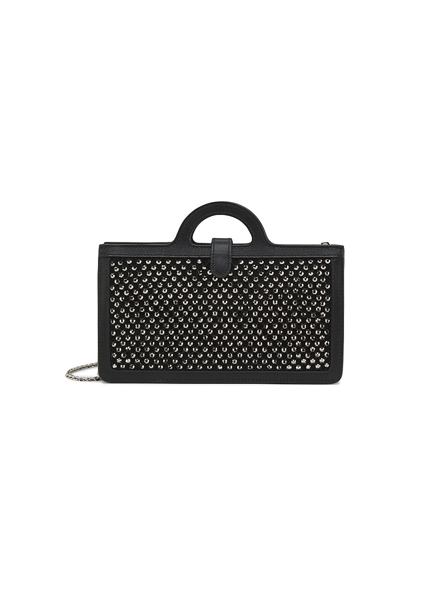 Iridescent Studded Mesh Chain Long Wallet