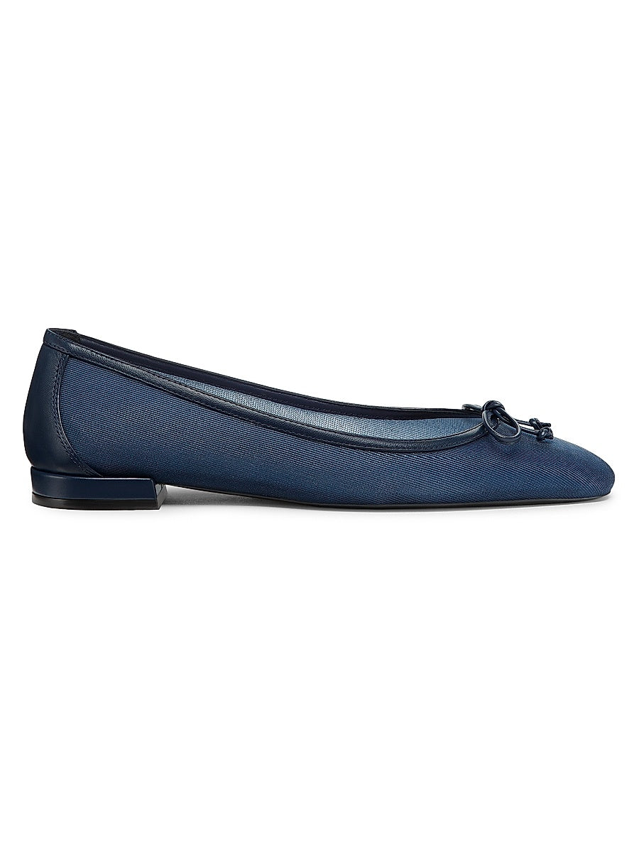 Arabella Leather-Trimmed Mesh Ballet Flats