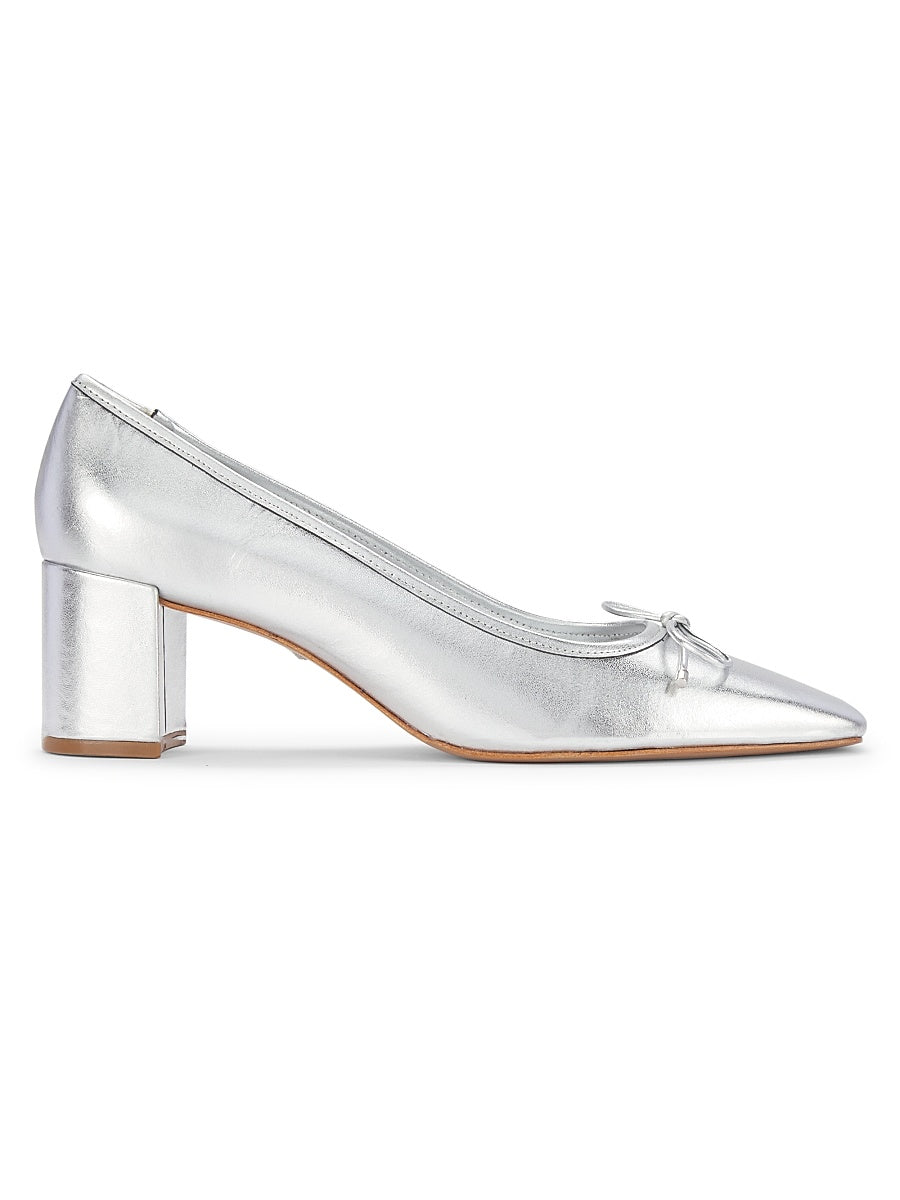 Arissa 65MM Metallic Leather Block-Heel Pumps