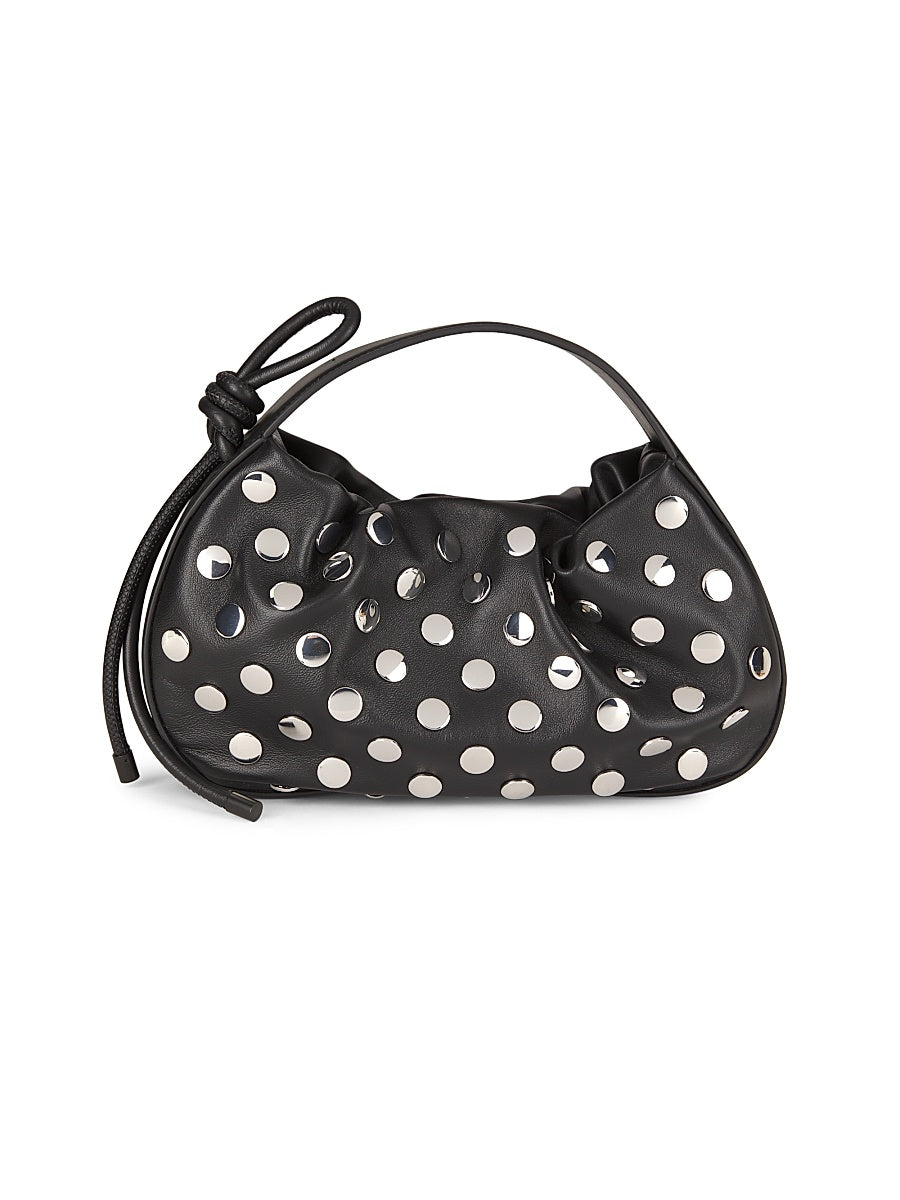 Mini Origami Studded Leather Top Handle Bag