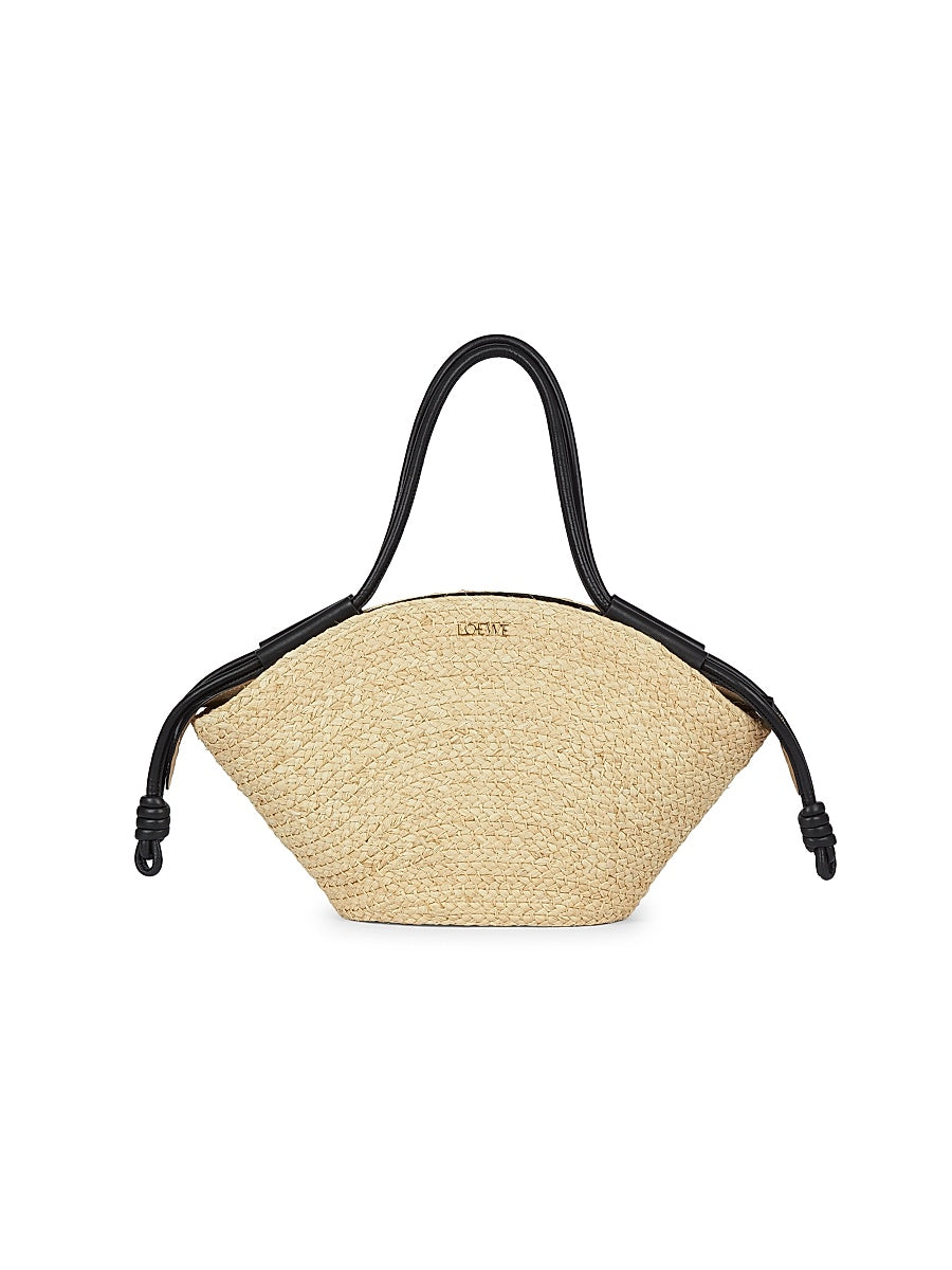 Small Paseo Raffia & Leather Basket Bag